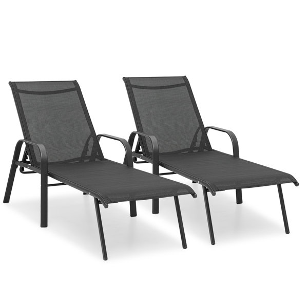 Arlmont & Co. 2Pcs Outdoor Patio Lounge Chairs, Pool Recliner Lounge